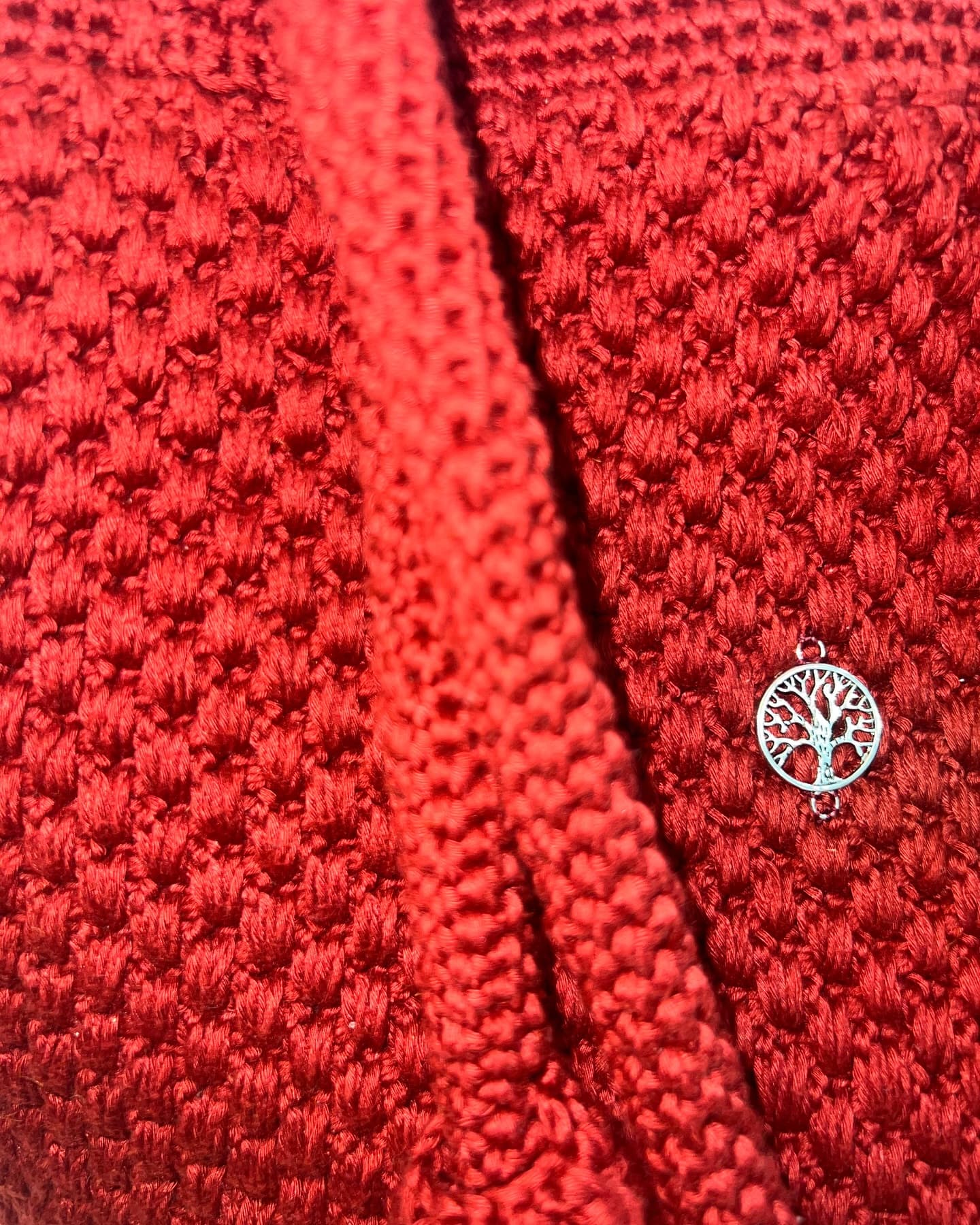 Crimson Tree of Life Crochet Shoulder Bag